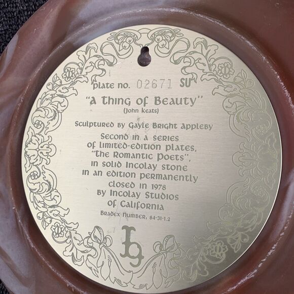 Vintage Incolay Studios Stone Plates The Romantic Poets Series Lot of 3 - Picture 6 of 16